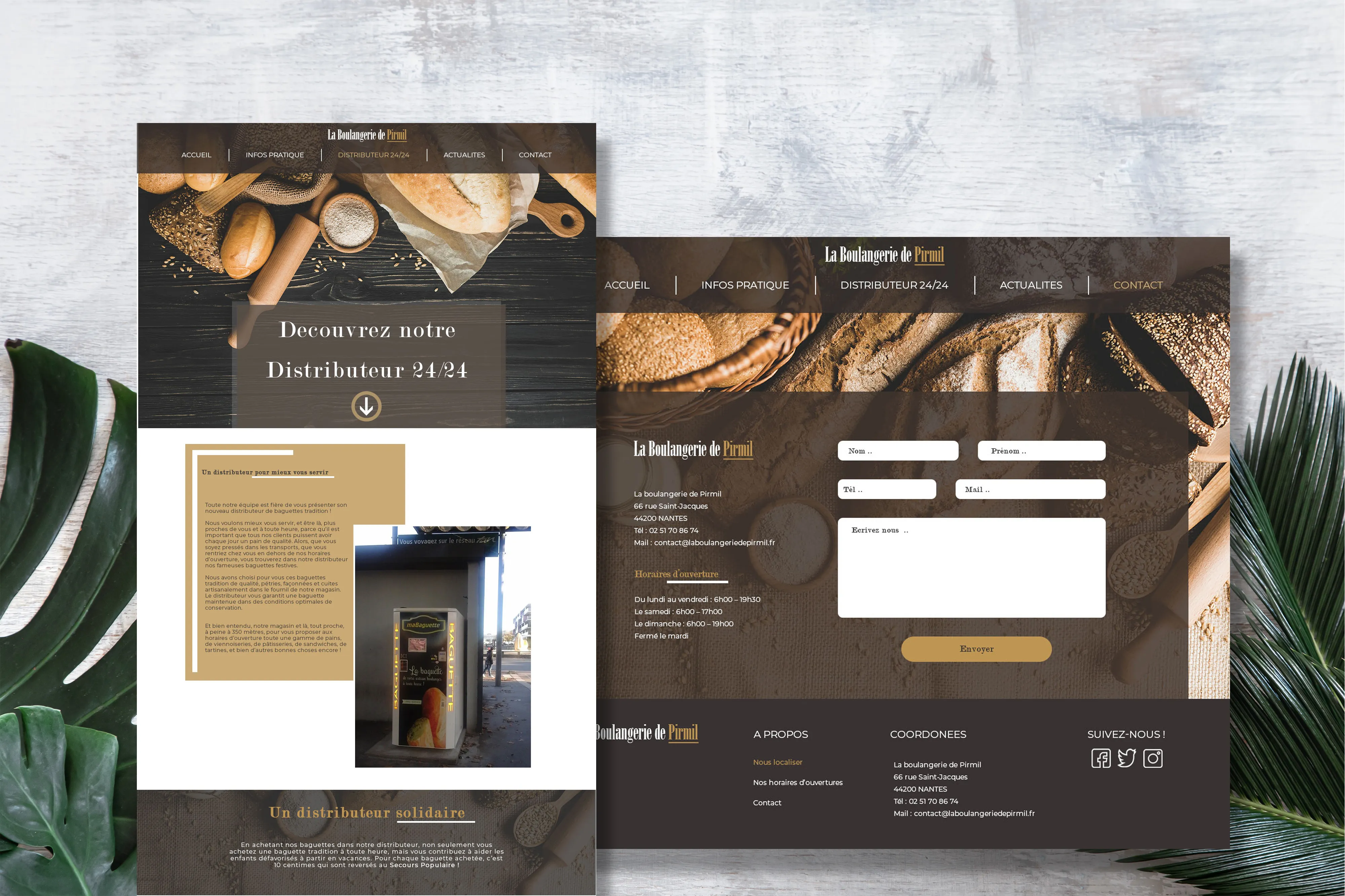 Modèles des pages du projet webdesign boulangerie